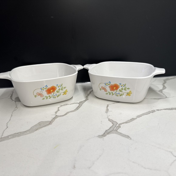 Corningware Other - SET OF 2 Corning Ware WILDFLOWER P-43-B Small Square Casserole Dishes 5" 700 mL